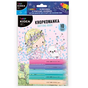 Zestaw - flamastry szkolne do malowania kropkami ze stempelkami i kolorowanka wróżki Kidea