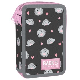 Piórnik szkolny  potrójny Backu up z wyposażeniem jeże