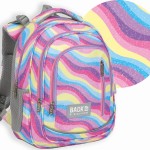 Plecak szkolny dla dziewczynki Back Up ergonomiczny w fale, czarno fioletowy