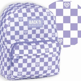 Plecak miejski dla dziewczynki Back Up – fioletowa szachownica, kratka