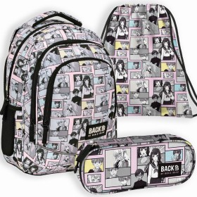 Zestaw szkolny dla dziewczynki 3w1 Back Up – plecak + piórnik z wyposażeniem + worek, Manga i Anime, 26 l