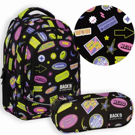 Zestaw szkolny dla dziewczynki 2w1 Back Up – plecak + piórnik neonowy, 26 l