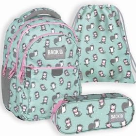 Zestaw szkolny dla dziewczynki 3w1 Back Up – plecak + piórnik z wyposażeniem + worek, zakochane wydry, słodki, do pierwszej klasy