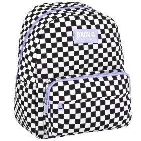 Plecak szkolny Back Up szachownica z fioletowym zamkiem, miejski