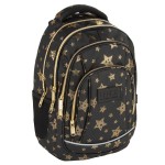 Plecak szkolny dla dziewczynki Back Up złote gwiazdy, czarny 26 l