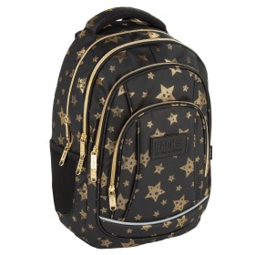 Plecak szkolny dla dziewczynki Back Up złote gwiazdy, czarny 26 l