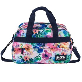 Torba podróżna Back Up 40×20×25 cm, darmowy bagaż podręczny Ryanair/Wizz Air, różowe kwiaty