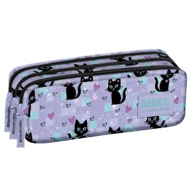 Piórnik szkolny Backup potrójny kotki fiolet