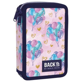 Piórnik szkolny z wyposażeniem Backup podwójny baloniki róż