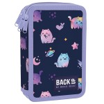 Piórnik szkolny z wyposażeniem Backup potrójny kotki puszek