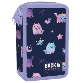 Piórnik szkolny z wyposażeniem Backup potrójny kotki puszek