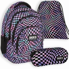 3W1PLECAK BACKUP SZKOLNY KRATKA FIOLET+PIÓRNIK+WOREK HIT MODNY