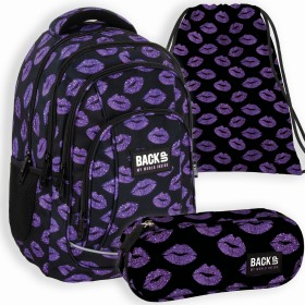 3W1PLECAK BACKUP SZKOLNY USTA BROKAT+PIÓRNIK+WOREK DZIEWCZYNKI BŁYSZCZĄCY