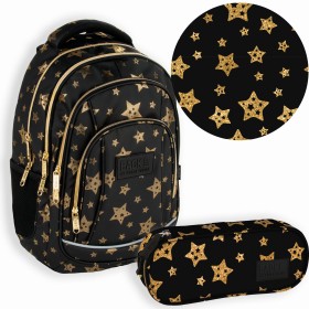 2W1PLECAK BACKUP SZKOLNY GOLDEN STARS+PIÓRNIK DLA DZIEWCZYNKI BŁYSZCZĄCY