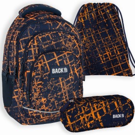 Zestaw szkolny dla chłopca 3w1 Back Up – plecak + pórnik + worek, city lights, miasto nocą, czarny, 26 l