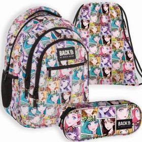 Zestaw szkolny dla dziewczynki 3w1 Back Up – plecak + pórnik + worek, motyw manga i anime, 26 l