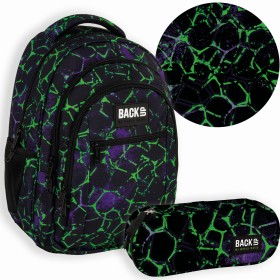 2W1PLECAK BACKUP SZKOLNY GRAFITI CZARNY+PIÓRNIK NEONOWE KOLORY, DLA CHŁOPCA