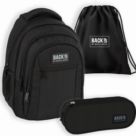 Zestaw szkolny czarny plecak + piórnik + worek klasyczny i uniwersalny