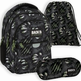 Zestaw szkolny dla chłopca 3w1 Back Up – plecak + pórnik + worek, czarny monster z pazurami, 24 l