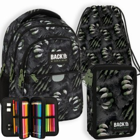Zestaw szkolny dla chłopca 3w1 Back Up – plecak + pórnik + worek, czarny z pazurami, 24 l