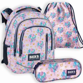 Zestaw szkolny dla dziewczynki 3w1 Back Up – plecak + pórnik + worek, różowe baloniki, uroczy motyw, 24 l