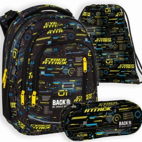 Zestaw szkolny dla chłopca 3w1 Back Up – plecak + pórnik + worek, Minecraft, motyw gamingowy, do pierwszej klasy