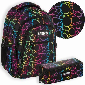 Zestaw szkolny dla dziewczynki 2w1 Back Up – plecak + piórnik kolorowa tęcza fluo, 26 l