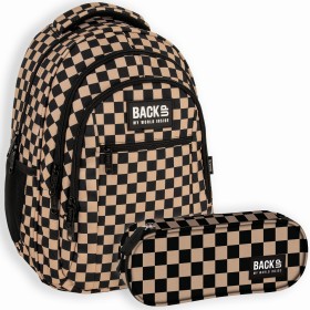 2W1PLECAK BACKUP SZKOLNY SZACHOWNICA BEŻ+PIÓRNIK MODNY KRATKA HIT 2025