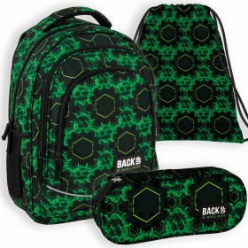 Zestaw szkolny dla chłopca 3w1 Back Up – plecak + pórnik + worek, motyw gamingowy, czarno-zielony, 26 l