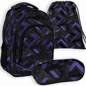 Zestaw szkolny dla chłopca 3w1 Back Up – plecak + pórnik + worek czarny, 3D przestrzenny, 26 l