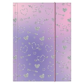 Teczka z gumką a4 Backup fioletowe serca