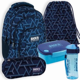 Zestaw szkolny  dla chłopca 5w1 Back Up – plecak + piórnik + worek, czarny 3D przestrzenny, 26 l