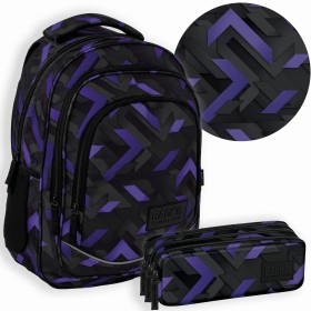 Zestaw szkolny dla chłopca 3w1 Back Up – plecak + pórnik + worek czarny, 3D przestrzenny, 26 l