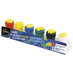 Farby szkolne do malowania palcami ze stempelkami 6 szt. Kidea