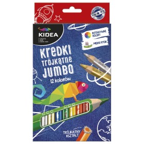 Kredki dla dzieci trójkątne grube 12 kolorów Kidea