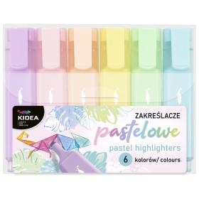 Zakreślacze pastelowe 6 kolorów Kidea etui