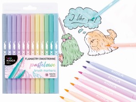 Flamastry szkolne dwustronne pastelowe 12 kolorów Kidea