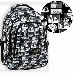 Plecak szkolny dla chłopca Back Up  czarno biały, manga anime 26l