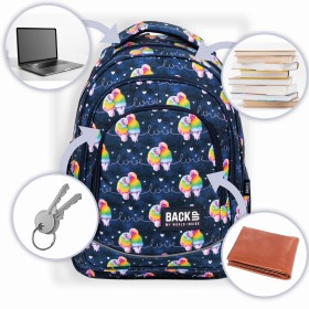 Plecak szkolny dla dziewczynki Back Up 26 l, love, szary