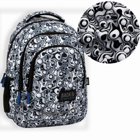 Zestaw szkolny dla chłopca 2w1 Back Up – plecak + pórnik szalony, czarno biały 26 l