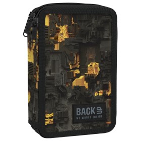 Piórnik szkolny  podwójny z wyposażeniem 45 mech robot