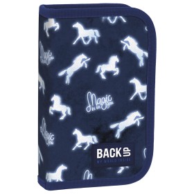 Piórnik szkolny  z wyposażeniem  Backu up  konie magic