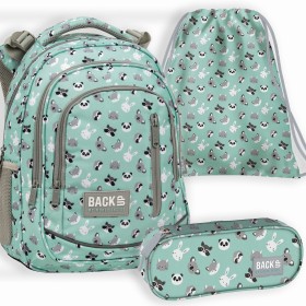 Zestaw szkolny dla dziewczynki 3w1 Back Up – plecak + piórnik + worek z pieskiem Boodo pierwszej klasy